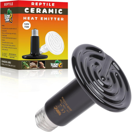 Lâmpada de Aquecimento para Répteis 75W, Emissor de Calor Cerâmico - LUCKY HERP