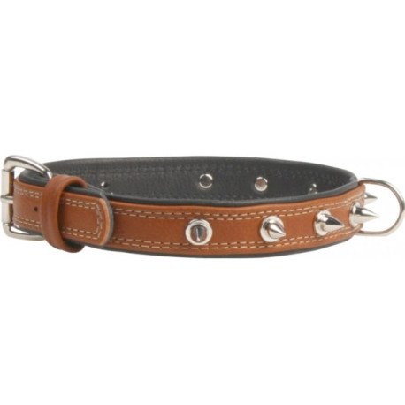 Collar SOFT Coleira de Couro c/ decor. metalicas L35mm C46-60cm