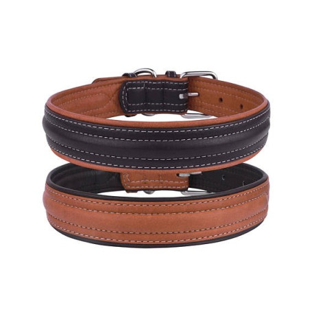 "CoLLaR SOFT" Coleira de couro exterior castanho (largura 35mm, comprimento 46-60cm)