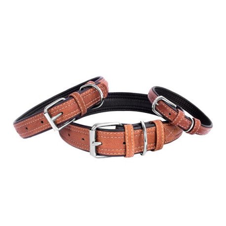 "CoLLaR SOFT" Coleira de couro exterior castanho (largura 35mm, comprimento 46-60cm)